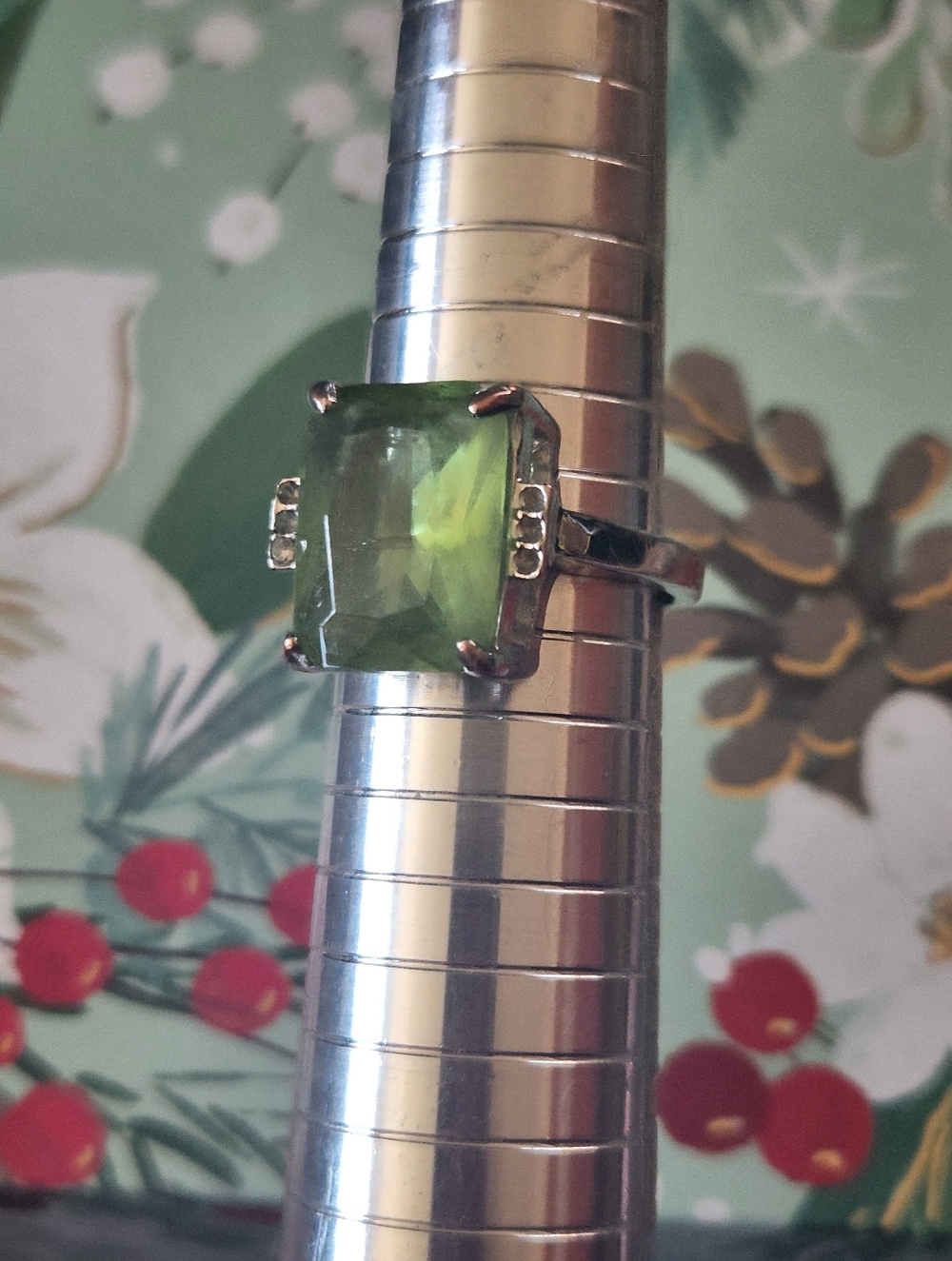 SALE! Large Green Genstone Ring